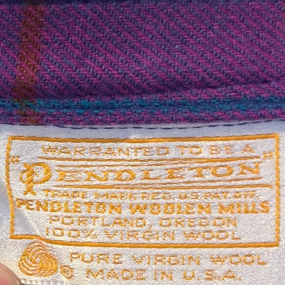 Vintage Pendleton Purple & Pink Plaid Wool Mid-Length Skirt - Picture 4 of 6